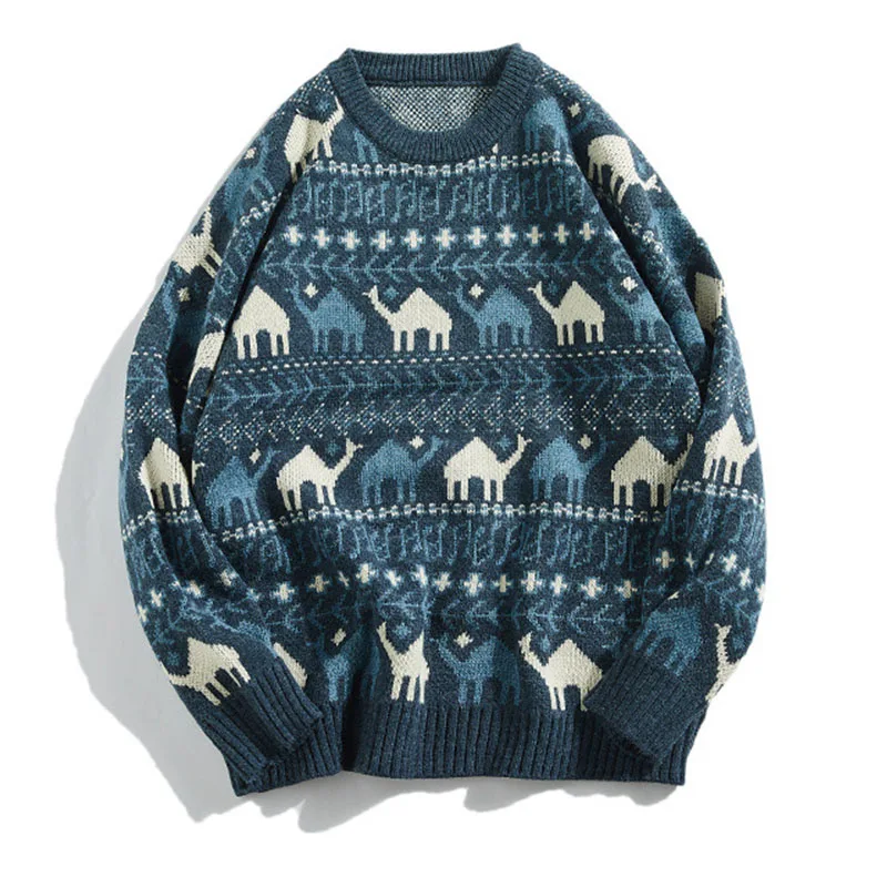 Мужской трикотажный свитер в стиле оверсайз, с круглым вырезом
Мужской трикотажный свитер в стиле оверсайз, с круглым вырезом