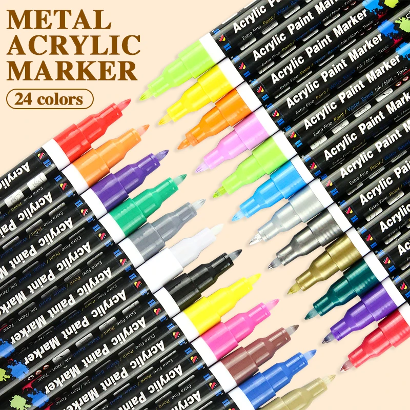 Acrylic Paint Marker Pens, 24 Colors Premium Waterproof Permanent Paint Art Marker Pen Set for Rock Painting, DIY
Acrylic Paint Marker Pens, 24 Colors Premium Waterproof Permanent Paint Art Marker Pen Set for Rock Painting, DIY