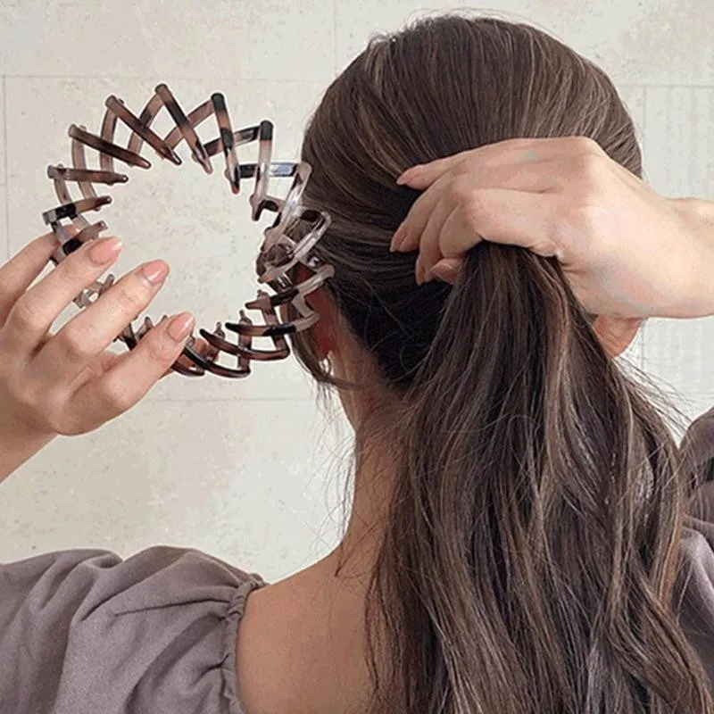 Fashion Women Round Bird Nest Expanding Crystal Hair Claw Horsetail Buckle Clip Accessories Female Ponytail Headwear |