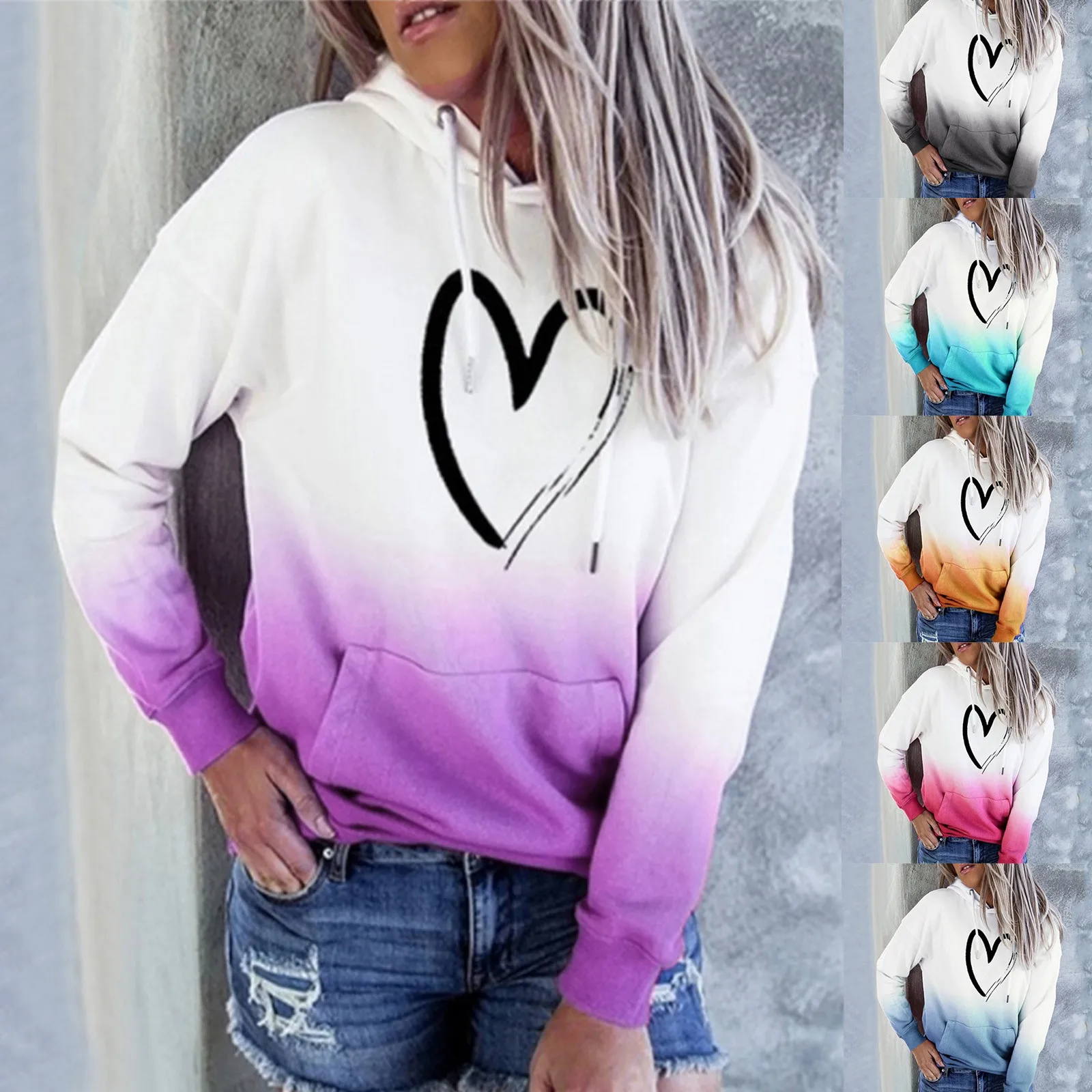 Tie-Dye Gradient Plus Size Hooded Sweatshirt Women Heart Printed Drawstring Long Sleeve Pullover Hoodies Tops sudaderas A40
Tie-Dye Gradient Plus Size Hooded Sweatshirt Women Heart Printed Drawstring Long Sleeve Pullover Hoodies Tops sudaderas A40