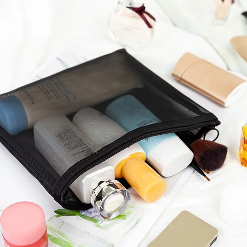 Black Mesh Cosmetic Bag Women Travel Portable Zipper Makeup Cases Invoice Organizer Storage Pouch Toiletry Beauty Wash Kit Bags
Black Mesh Cosmetic Bag Women Travel Portable Zipper Makeup Cases Invoice Organizer Storage Pouch Toiletry Beauty Wash Kit Bags