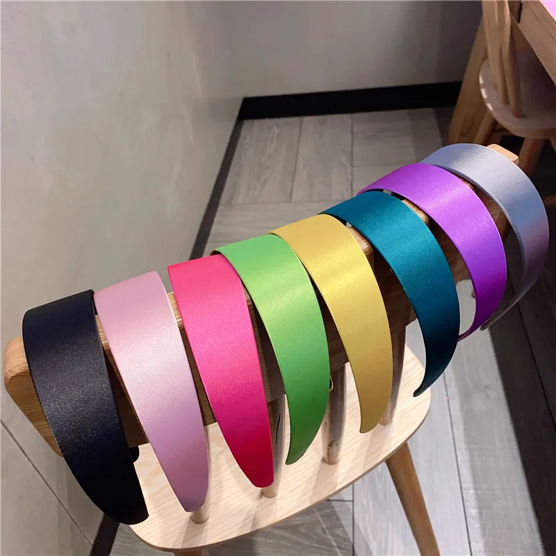 

Korea Spring Summer Solid Fabric Hairband Women Sweet Candy Color Broad Brimmed Headband Fashion All Match Lady Street Headwear