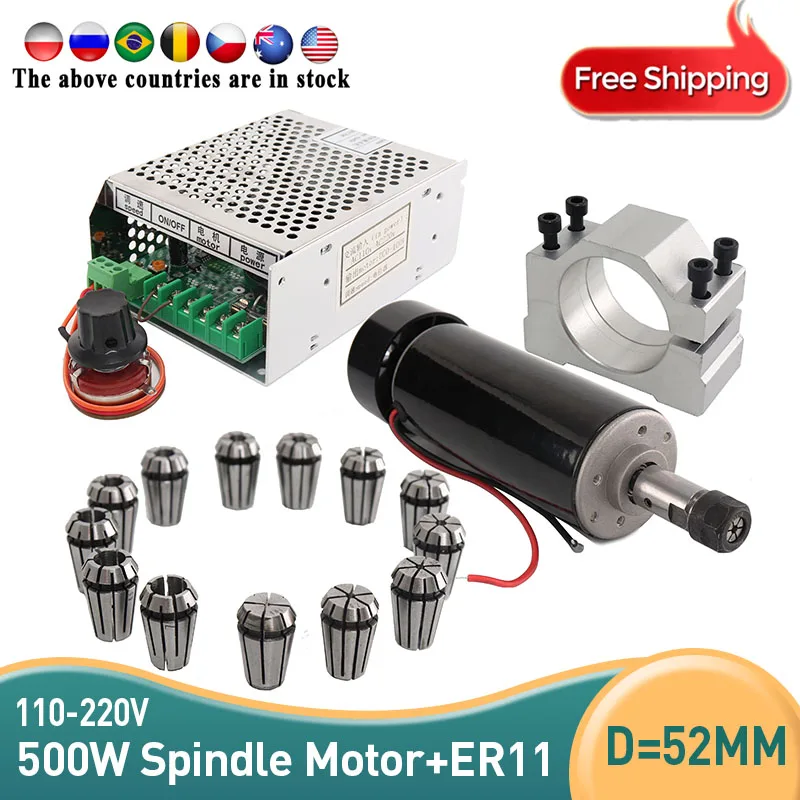 52mm clamps Air cooled 0.5kw Air cooled spindle ER11 chuck CNC 500W Spindle Motor + Power Supply speed governor for CNC milling
52mm clamps Air cooled 0.5kw Air cooled spindle ER11 chuck CNC 500W Spindle Motor + Power Supply speed governor for CNC milling