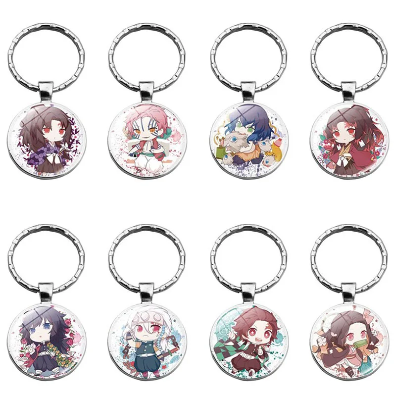 Japanese Anime Demon Slayer Sword Key Chain Cosplay Katana Ghost Blade Glass Ball Pendant Rings Bag gifts key chains | Украшения и