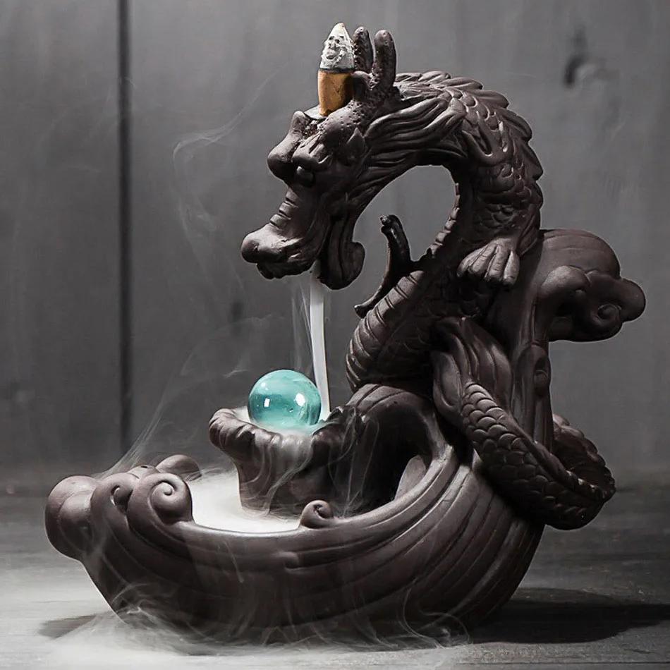 Zen Ceramic Reflux Incense Burner Creative Home Decoration Dragon Incense Burner with Crystal Ball 20 Incense Cones
Zen Ceramic Reflux Incense Burner Creative Home Decoration Dragon Incense Burner with Crystal Ball 20 Incense Cones
