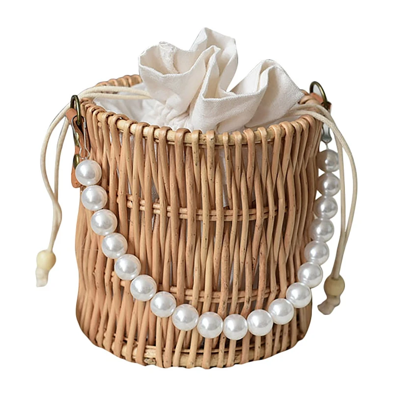 Wicker Pearl Mini Handbag, Stylish Weave Bucket Tote Bags for Beach Travel Party or Daily Leisure
Wicker Pearl Mini Handbag, Stylish Weave Bucket Tote Bags for Beach Travel Party or Daily Leisure
