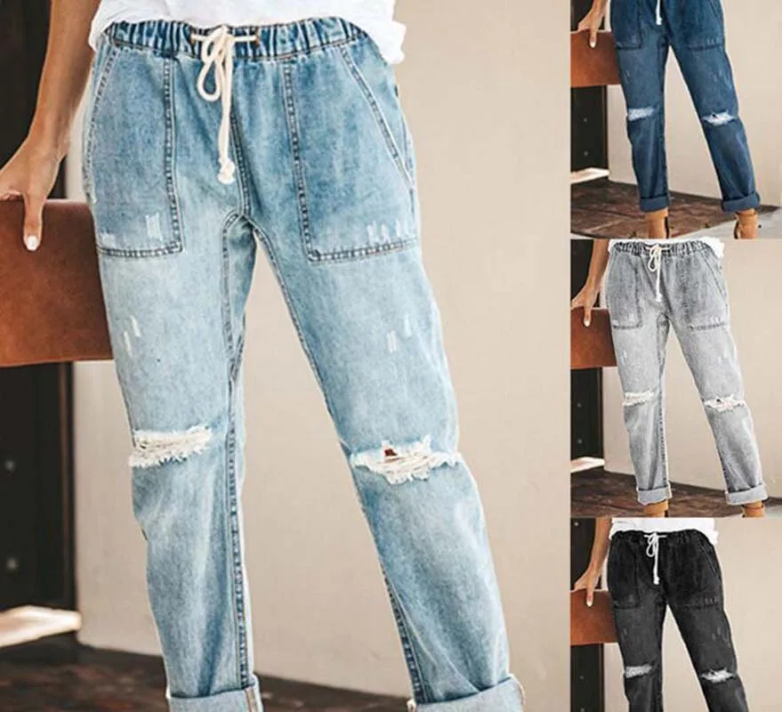 Hot Sale Spring Autumn Fashion Style Women's Straight Loose Jeans Female Soft Denim Ripped Pants Casual Lace-up Long Trousers
Hot Sale Spring Autumn Fashion Style Women's Straight Loose Jeans Female Soft Denim Ripped Pants Casual Lace-up Long Trousers