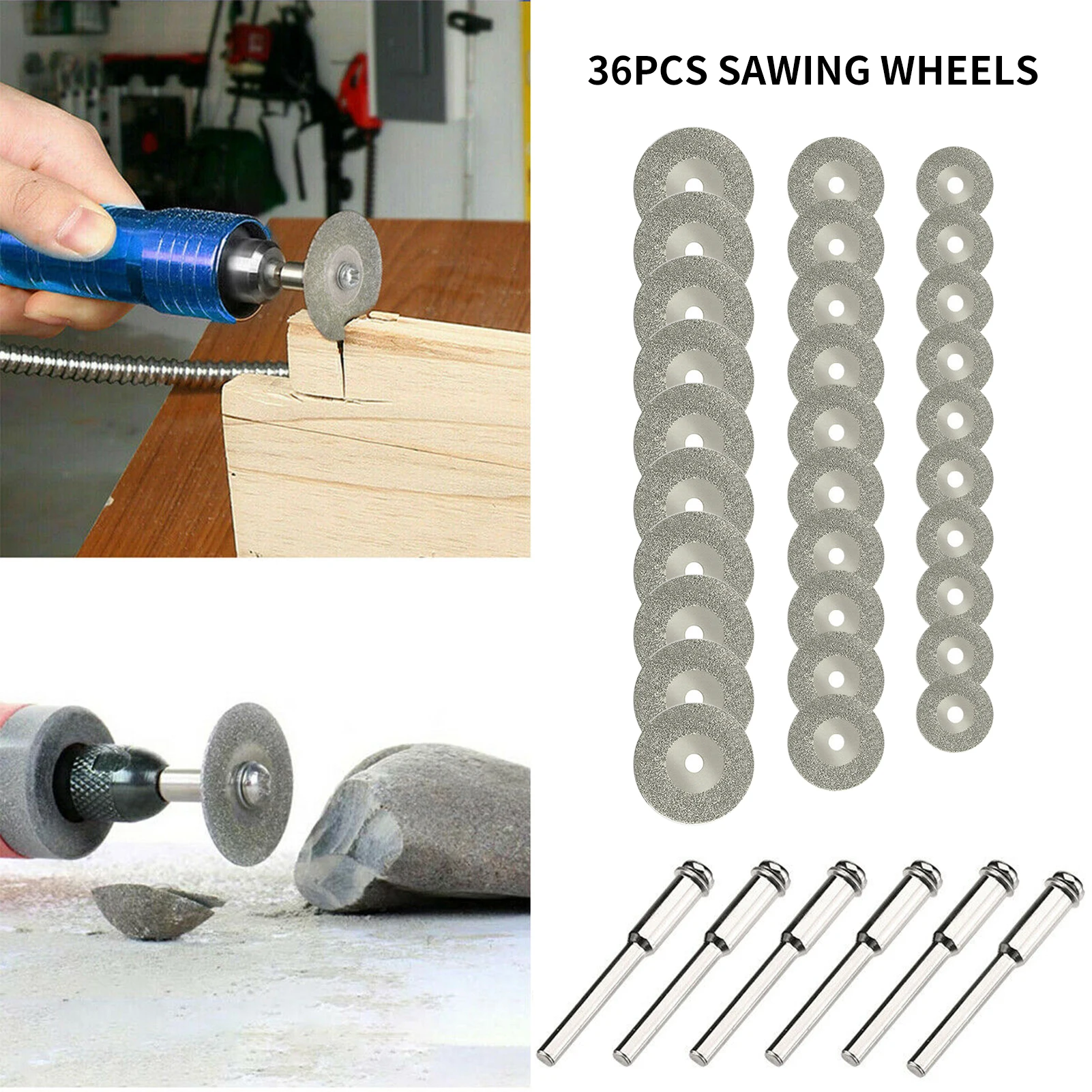 36PCS Saw Blades Diamond Cutting Wheel Sawing Bladinges Cut-off Discs Set for Dremel Rotary Tool 25mm/20mm/16mm 0.12in Mandrel
36PCS Saw Blades Diamond Cutting Wheel Sawing Bladinges Cut-off Discs Set for Dremel Rotary Tool 25mm/20mm/16mm 0.12in Mandrel
