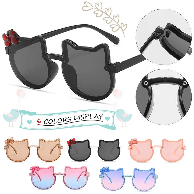 

2021 Butterfly Children Sunglasses Cat Blue Pink Glasses Girls Cute Kids Eyeglasses Colored Lenses Boys Baby Shades Vogue Trends