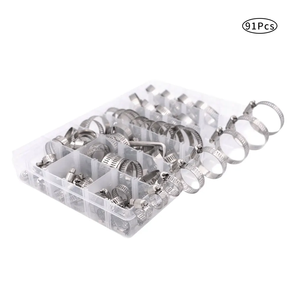 91PCS Hose Clamps Stainless Steel Adjustable Range Garden Hose Clip Kit for Plumbing Durable Anti-oxidation Clamps
91PCS Hose Clamps Stainless Steel Adjustable Range Garden Hose Clip Kit for Plumbing Durable Anti-oxidation Clamps