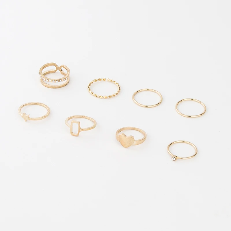 YAOLOGE 8 Pcs/Set Bohemian Star Heart Glass Midi Finger Rings Set For Women Gold Color Knuckle Alloy Rings Boho Party Jewelry
YAOLOGE 8 Pcs/Set Bohemian Star Heart Glass Midi Finger Rings Set For Women Gold Color Knuckle Alloy Rings Boho Party Jewelry
