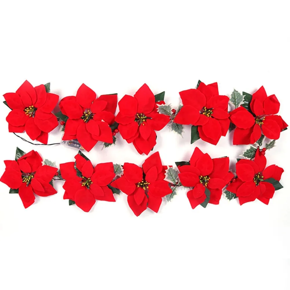 2m LED Lights Pre Lit Garland Poinsettia Christmas Decoration Christmas Navidad Noel Red Flowers Poinsettia String Lights
2m LED Lights Pre Lit Garland Poinsettia Christmas Decoration Christmas Navidad Noel Red Flowers Poinsettia String Lights