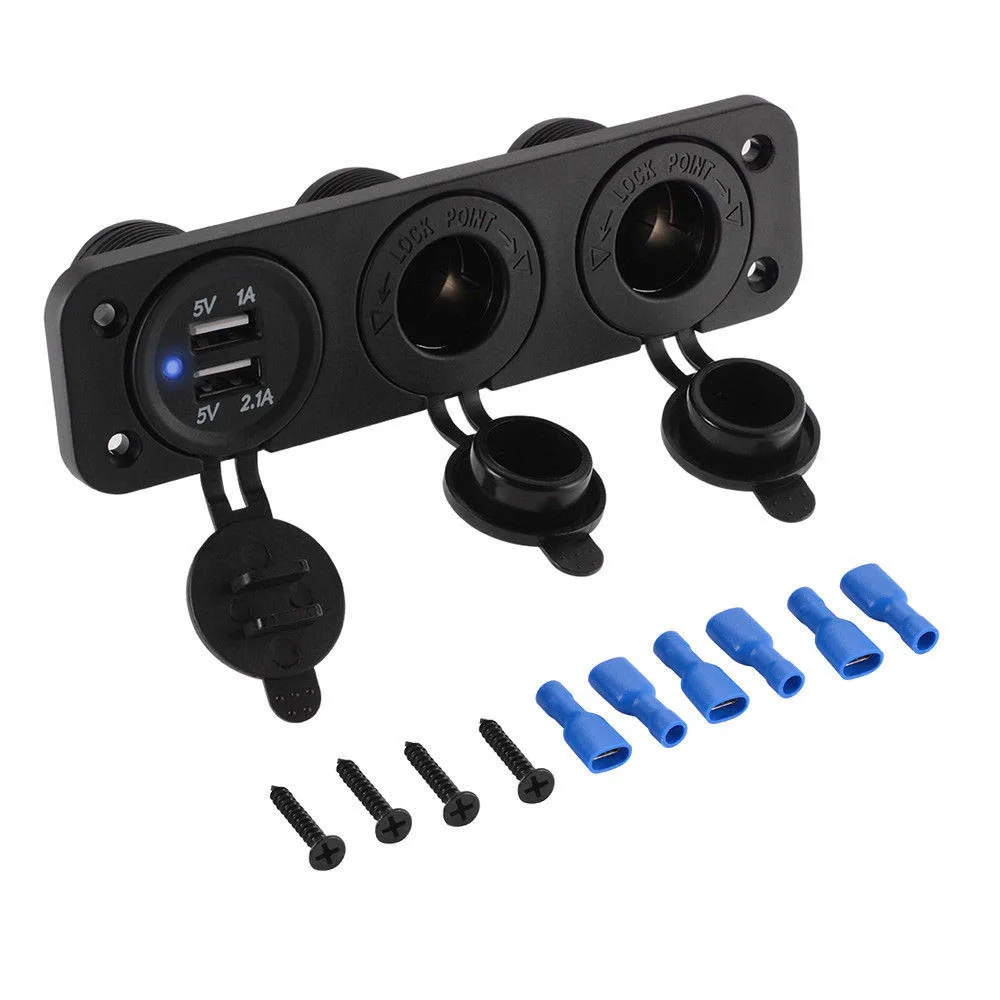 Multi-Function 12V Car Dual usb charger Auto Boat Cigarette Lighter Socket + Double USB Port Charger Mount Panel
Multi-Function 12V Car Dual usb charger Auto Boat Cigarette Lighter Socket + Double USB Port Charger Mount Panel