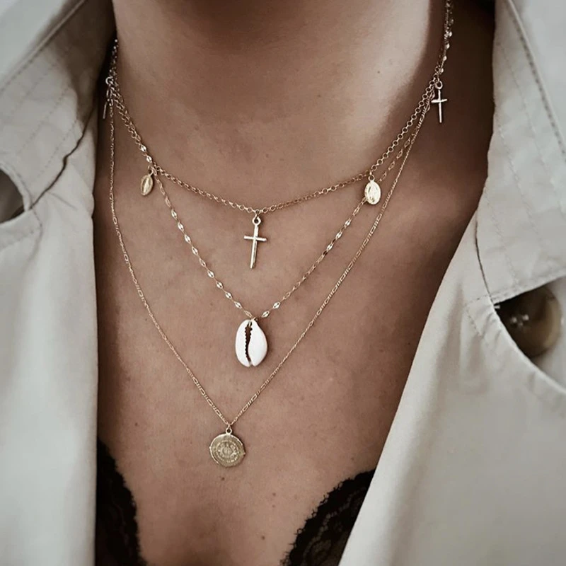 Bohemian Multilayer Shell Chain Necklace For Women Gold Vintage Conch Cross Layered Pendant Choker Necklace Female Party Jewelry
Bohemian Multilayer Shell Chain Necklace For Women Gold Vintage Conch Cross Layered Pendant Choker Necklace Female Party Jewelry