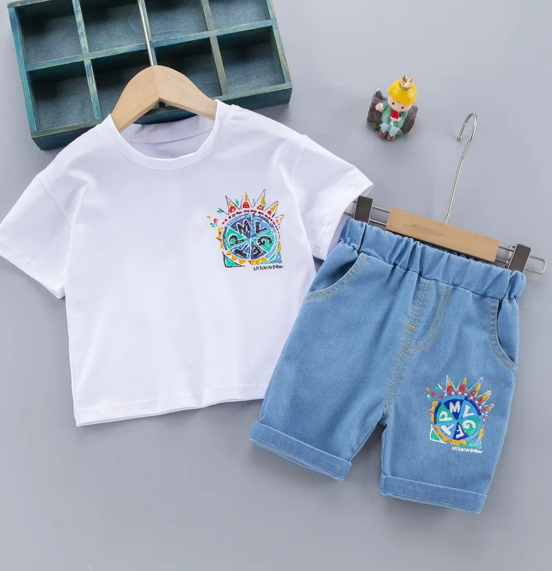 2021 Kids Girls Fashion Sets Boys Handsome Summer New Children Cartoon T-Shirt +Denim Shorts Two Sets of Children's Cotton Suit
2021 Kids Girls Fashion Sets Boys Handsome Summer New Children Cartoon T-Shirt +Denim Shorts Two Sets of Children's Cotton Suit