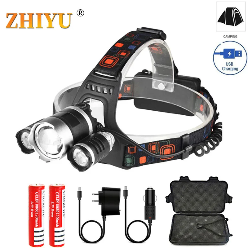 ZHiYU T6 + 2XPE LED Strong Light Three Headlights Camping Fishing Headlight Zoom Adjustable Light 4 Modes 18650 USB Rechargeable
ZHiYU T6 + 2XPE LED Strong Light Three Headlights Camping Fishing Headlight Zoom Adjustable Light 4 Modes 18650 USB Rechargeable