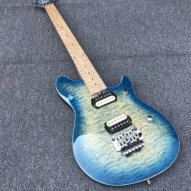 Top Quality Electric Guitar Solid Mahogany body Quilted Maple Top Veneer Burl Maple Neck Blue Burst Color Floyed Rose Bridge
Top Quality Electric Guitar Solid Mahogany body Quilted Maple Top Veneer Burl Maple Neck Blue Burst Color Floyed Rose Bridge