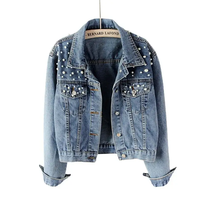 2021 New Denim Jacket Large Size Women's Beaded Diamond Jacket Light Blue Loose Jacket
2021 New Denim Jacket Large Size Women's Beaded Diamond Jacket Light Blue Loose Jacket