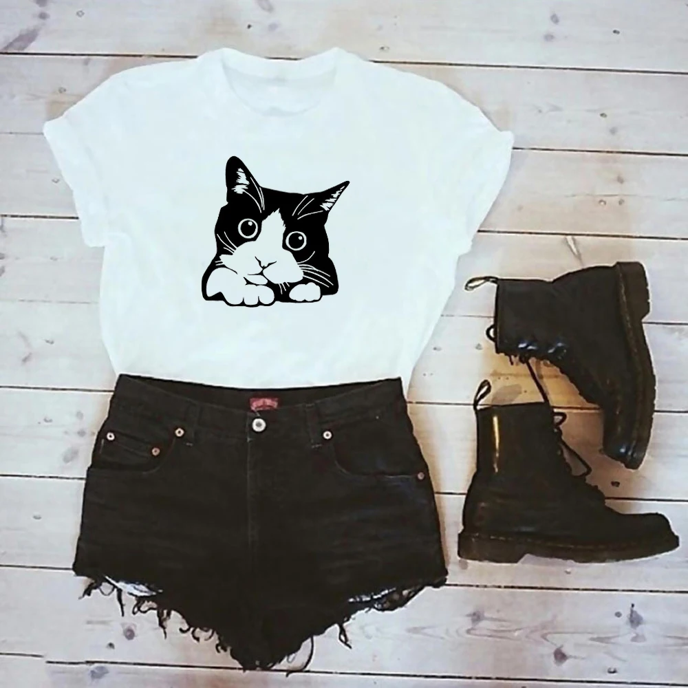 Funny Cute cat print cotton T Shirt Womens grils Graphic Tees summer Tops hipster o neck shirt summer shirt for cat lover
Funny Cute cat print cotton T Shirt Womens grils Graphic Tees summer Tops hipster o neck shirt summer shirt for cat lover