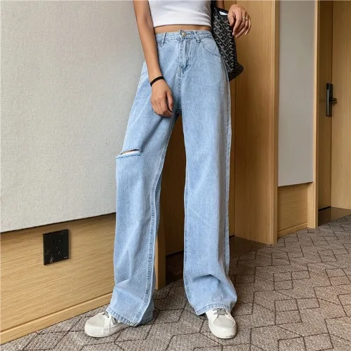 Large size high-rise ripped jeans women's fat girls wear covered legs fat loose straight wide-leg pants mopping trousers
Large size high-rise ripped jeans women's fat girls wear covered legs fat loose straight wide-leg pants mopping trousers