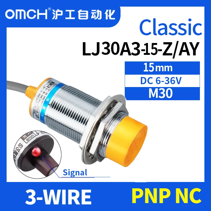 

OMCH M30 LJ30A315-Z/AY non-flush metal inductive proximity switch sensor switch 3-WIRE PNP NC detection range 15mm
