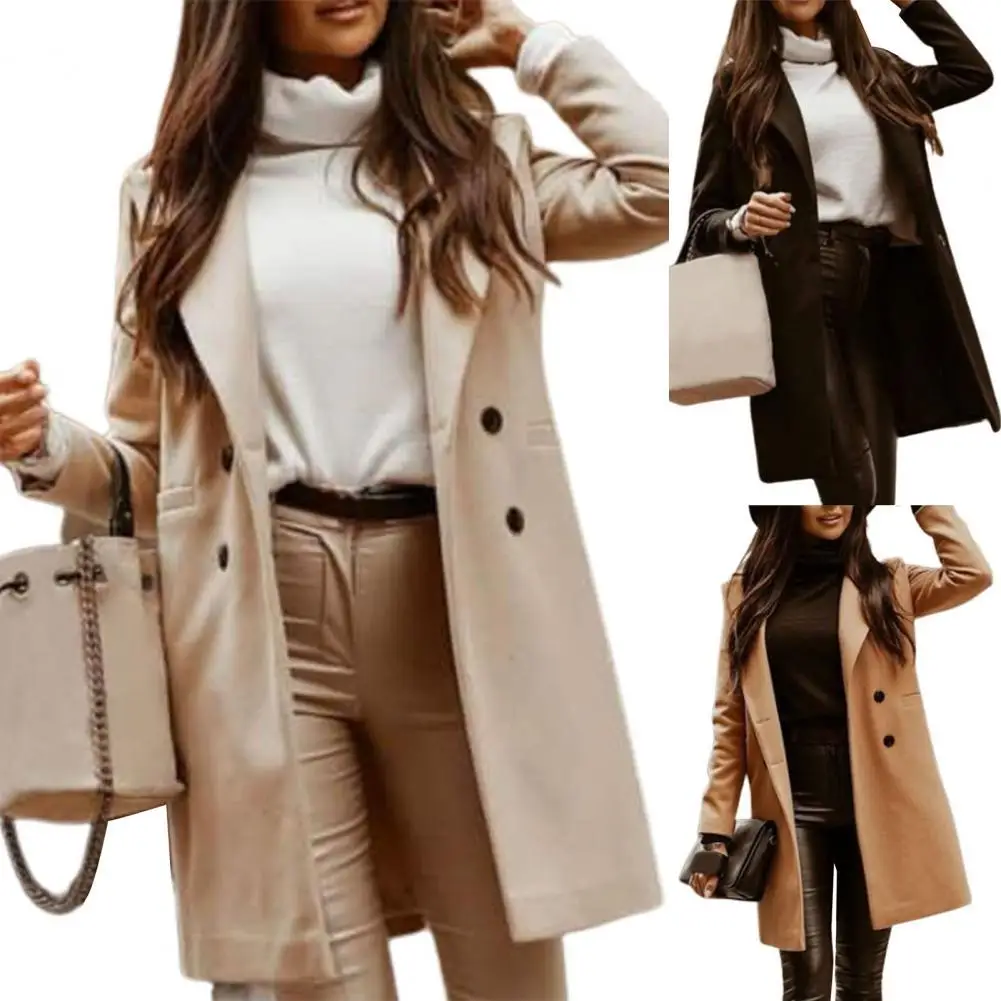 Stylish Solid Color Women Wool Coat Long Sleeve Autumn Winter Jacket Lapel Side Pockets Long Warm Female Woolen Coat Outerwear
Stylish Solid Color Women Wool Coat Long Sleeve Autumn Winter Jacket Lapel Side Pockets Long Warm Female Woolen Coat Outerwear