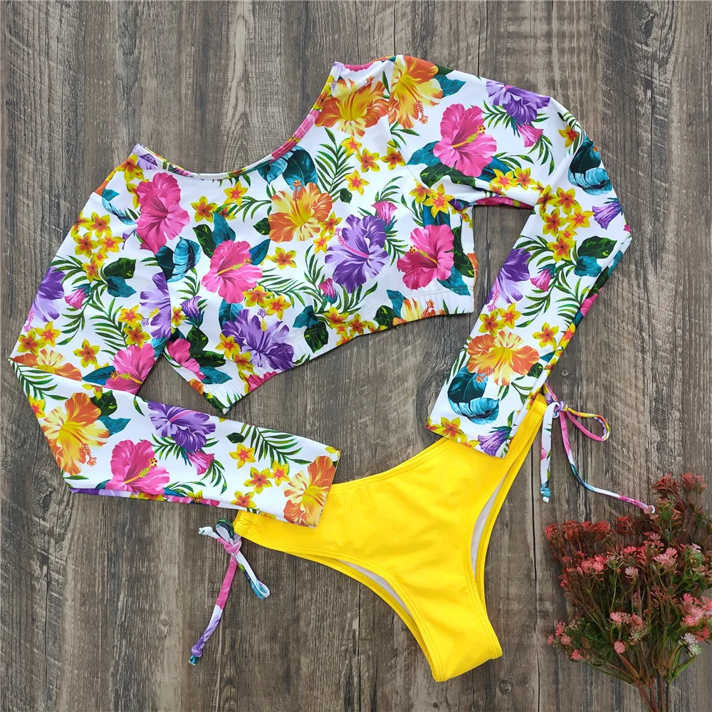 2021 Sexy Long Sleeve Bikinis Women Swimsuit Green Leaves Print Bathing Suits Beachwear Brazilian Bikini Set Biquini Female
2021 Sexy Long Sleeve Bikinis Women Swimsuit Green Leaves Print Bathing Suits Beachwear Brazilian Bikini Set Biquini Female