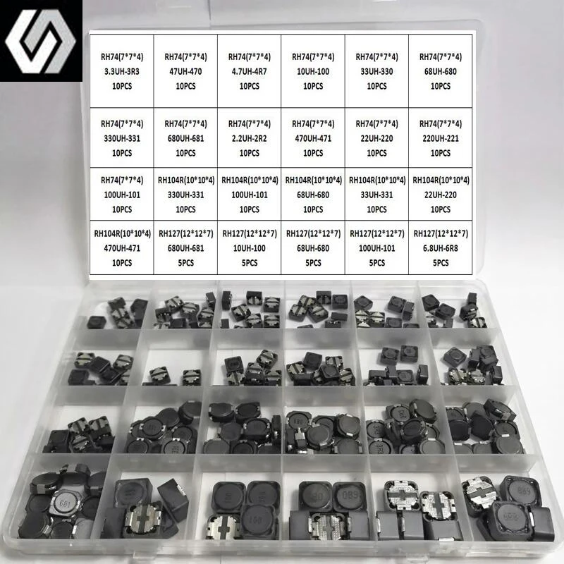 205 pcs/LOT 24 Kinds SMD Power Inductor RH74 RH127 CDRH104R 10uH 22uH 33uH 220 330 331 10*10*4mm shielded winding inductor
205 pcs/LOT 24 Kinds SMD Power Inductor RH74 RH127 CDRH104R 10uH 22uH 33uH 220 330 331 10*10*4mm shielded winding inductor