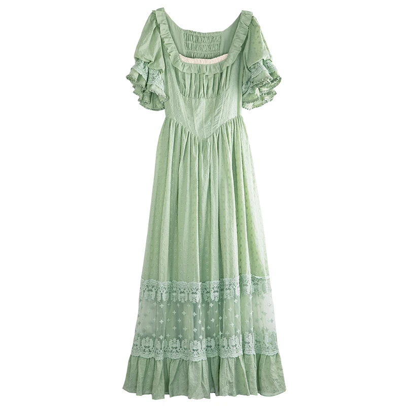 LYNETTE'S CHINOISERIE Summer Original Design Women Royal Vintage Exquisite Embroidery Lace Empire Waist Green Cotton Maxi Dress
LYNETTE'S CHINOISERIE Summer Original Design Women Royal Vintage Exquisite Embroidery Lace Empire Waist Green Cotton Maxi Dress