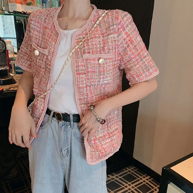 Women's jacket coat tweed Woven wire fabric spring / autumn / winter new Wool classic jacket Short sleeve Ladies woolen coat
Women's jacket coat tweed Woven wire fabric spring / autumn / winter new Wool classic jacket Short sleeve Ladies woolen coat