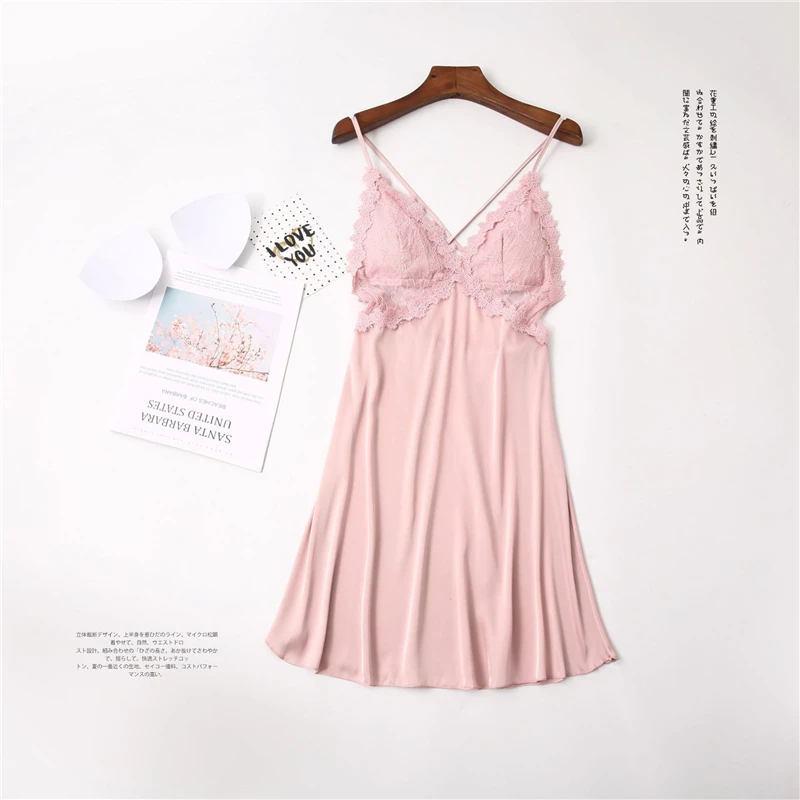 Women Sexy Suspenders V-neck Nightdress New Lace Beauty Back Solid Color Lady Lace Stitching Nightwear SJ003
Women Sexy Suspenders V-neck Nightdress New Lace Beauty Back Solid Color Lady Lace Stitching Nightwear SJ003