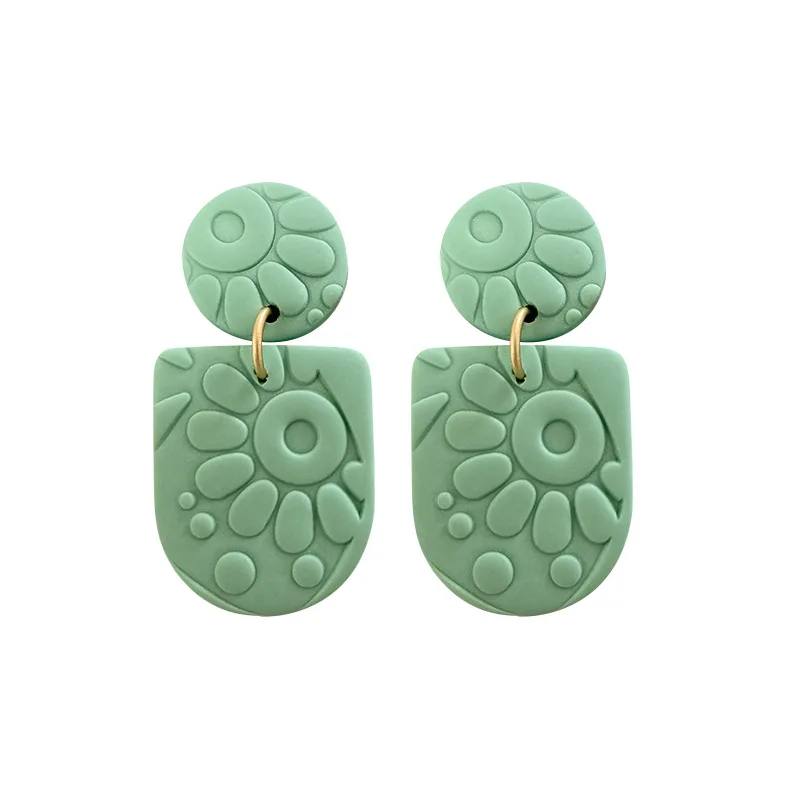 Minar Fashion Sun Flower Geometric Polymer Clay Dangle Earring for Women Girls Trendy Handmade Party Earring Jewelry Pendientes