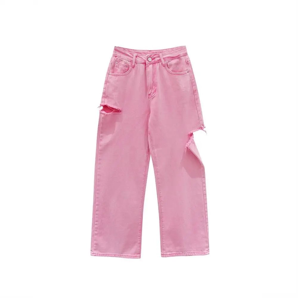 2021 New Large Size Pink Side Hole Jeans Women's High Waist Straight Legs Thin Wide Leg Pants
2021 New Large Size Pink Side Hole Jeans Women's High Waist Straight Legs Thin Wide Leg Pants