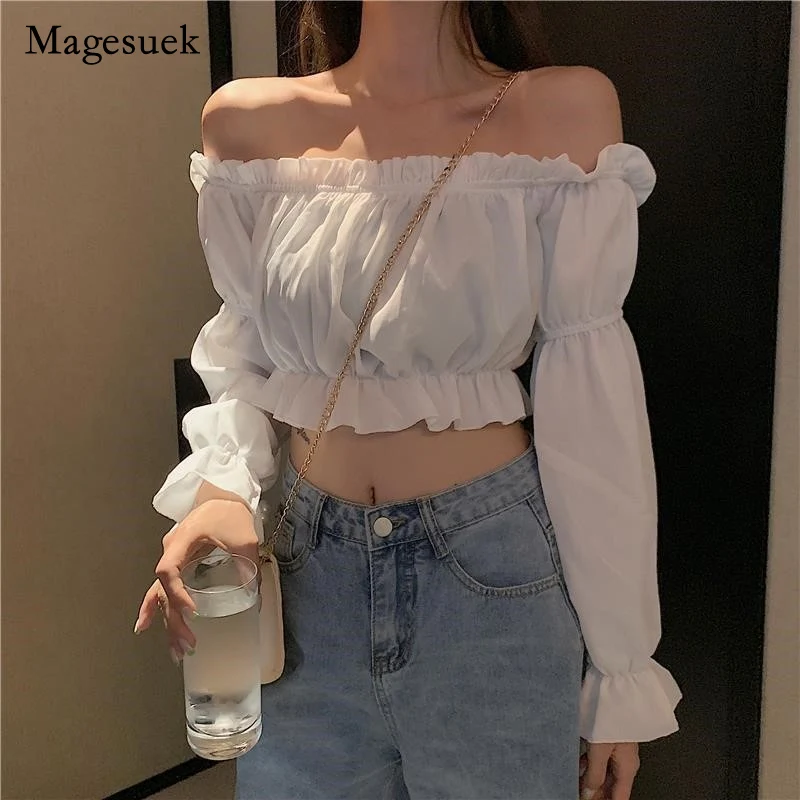 Elegant Casual Tops for Women Slim White Black Shirt Spring New Blouse One-word Shoulder Chiffon Solid Cotton Tops Female 14315
Elegant Casual Tops for Women Slim White Black Shirt Spring New Blouse One-word Shoulder Chiffon Solid Cotton Tops Female 14315