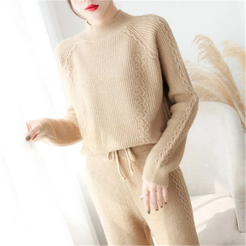 2020 New High End Solid Knitted Two Piece Set Pullover Long Sleeve Casual Sweater+Drawsting Wide Leg Pants Elegant Clothes Suits
2020 New High End Solid Knitted Two Piece Set Pullover Long Sleeve Casual Sweater+Drawsting Wide Leg Pants Elegant Clothes Suits