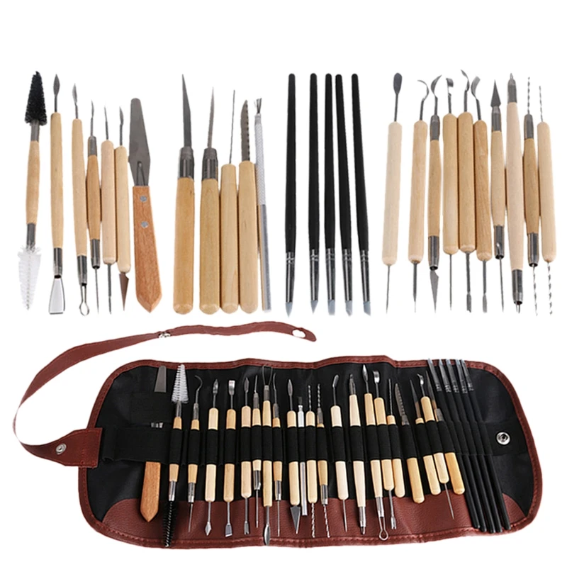 

20 sets 28Pcs Arts Crafts Clay Sculpting Tools Modeling Carving Tool Kit Pottery & Wooden Handle Modeling Clay Tools drop ship