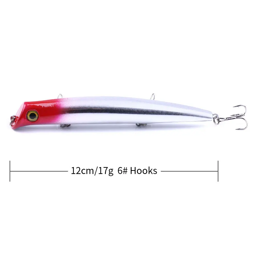 10pcs 12CM 17G Fishing Lure Floating Popper LipLess Minnow Sea Hard Bait Strong Hook Wobblers pesca | Спорт и развлечения