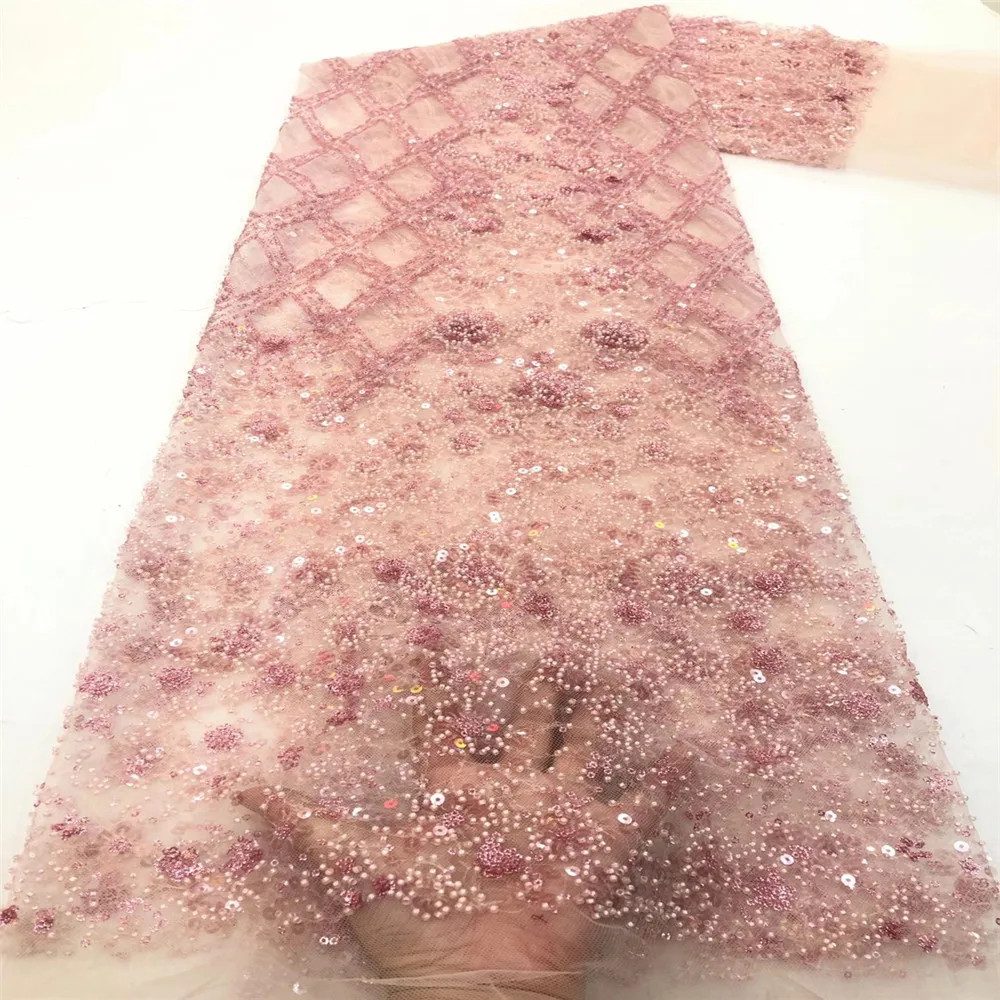 Nigerian Lace Fabrics 2020 High Quality Lace African Lace Fabric With Sequins French Lace Fabric For Dress Sewing ROF390-385