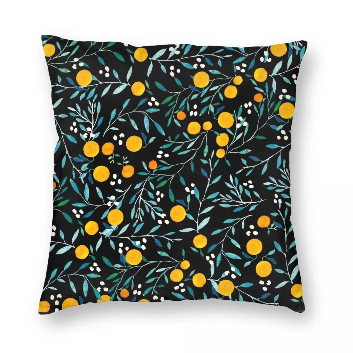 

Апельсины на черной квадратной подушке чехол из полиэстера и льна бархатная креативная Декоративная Подушка на молнии чехол для дивана наволочка для подушки