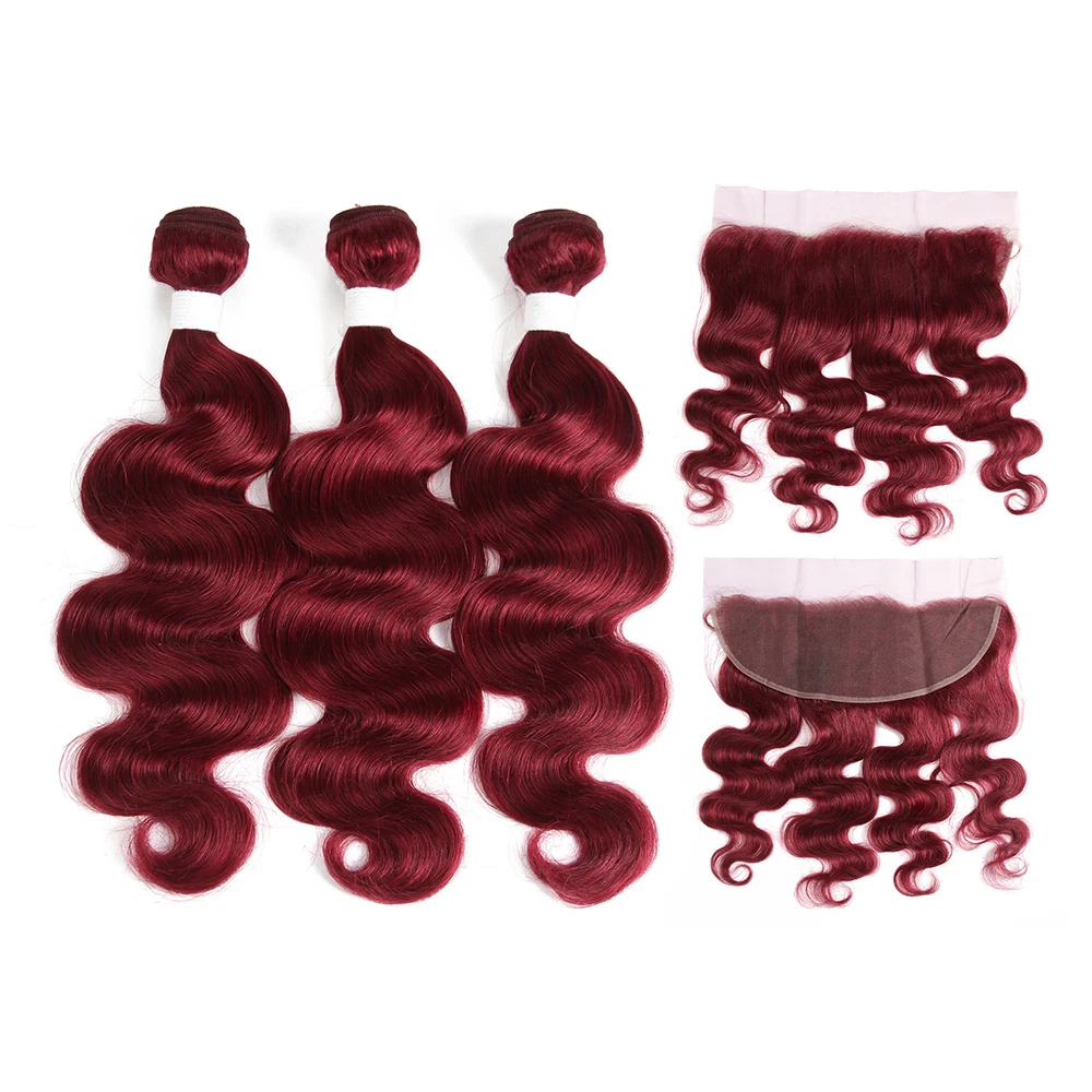 Burgundy Body Wave Bundles With Frontal 13x4 Lace 99J Red Brazilian Remy Human Hair 3 Bundles With Lace Closure Frontal SOKU
Burgundy Body Wave Bundles With Frontal 13x4 Lace 99J Red Brazilian Remy Human Hair 3 Bundles With Lace Closure Frontal SOKU