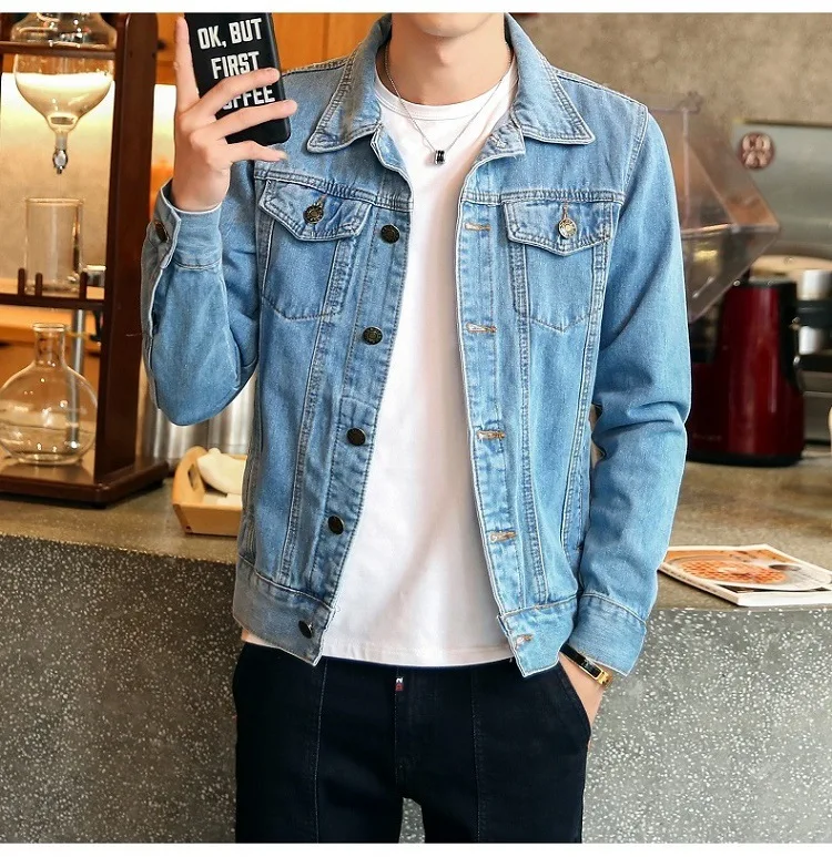 Spring Autumn Mens Casual Denim Jacket Mens Solid Trendy Fashion Bomber Thin Ripped Denim Jacket Male Cowboy Jeans jackets
Spring Autumn Mens Casual Denim Jacket Mens Solid Trendy Fashion Bomber Thin Ripped Denim Jacket Male Cowboy Jeans jackets