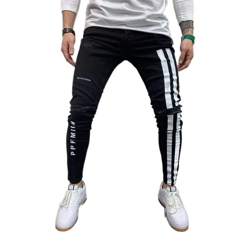 Man Side Stripe Skinny Jeans Fashion Moto Biker Pencil Pants Hole Patchwork Jeans Street Jogging Teen Cowboy Costume Men trouser
Man Side Stripe Skinny Jeans Fashion Moto Biker Pencil Pants Hole Patchwork Jeans Street Jogging Teen Cowboy Costume Men trouser