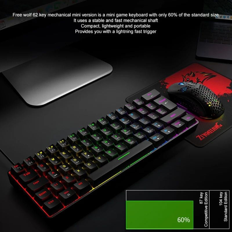 Механическая игровая клавиатура T60, проводная клавиатура с RGB-светодисветодиодный и радужной подсветкой, с зелеными/красными переключателя...
Механическая игровая клавиатура T60, проводная клавиатура с RGB-светодисветодиодный и радужной подсветкой, с зелеными/красными переключателя...