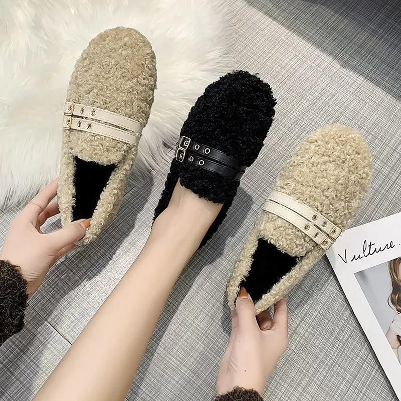 Winter Fur Flats Loafers Women Shoes Round Toe Slip On Casual Shoes Belt Buckle Strap Warm Furry Autumn Shoes Woman Luxury Flats
Winter Fur Flats Loafers Women Shoes Round Toe Slip On Casual Shoes Belt Buckle Strap Warm Furry Autumn Shoes Woman Luxury Flats