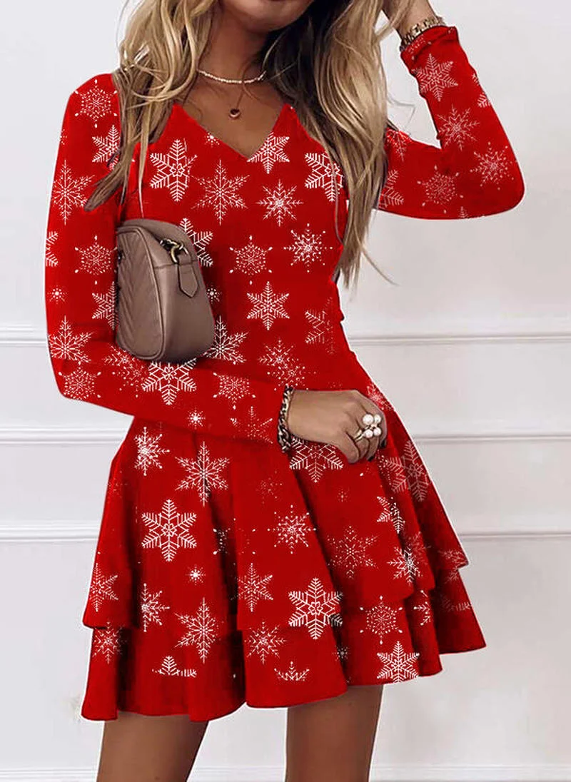 Snowflake Print Dress Women 2021 New Long Sleeve V-neck Christmas Dresses Casual Party Elegant Ladies Mini Dress fashion S-5XL 
Snowflake Print Dress Women 2021 New Long Sleeve V-neck Christmas Dresses Casual Party Elegant Ladies Mini Dress fashion S-5XL
