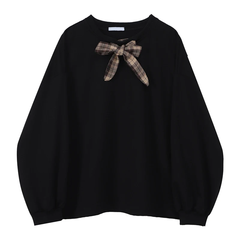 2022 Black&Khaki Solid Women's Pullover Sweatshirt O Neck Long Sleeve Bownot Preppy Style Street Sweet Loose Jumper Sweatwear
2022 Black&Khaki Solid Women's Pullover Sweatshirt O Neck Long Sleeve Bownot Preppy Style Street Sweet Loose Jumper Sweatwear