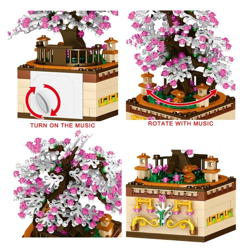 2021 New 487Pcs Cherry Blossoms Tree Music Box Rotating Sakura Building Blocks Technicing Bricks Toys for Children Girl Gift
2021 New 487Pcs Cherry Blossoms Tree Music Box Rotating Sakura Building Blocks Technicing Bricks Toys for Children Girl Gift