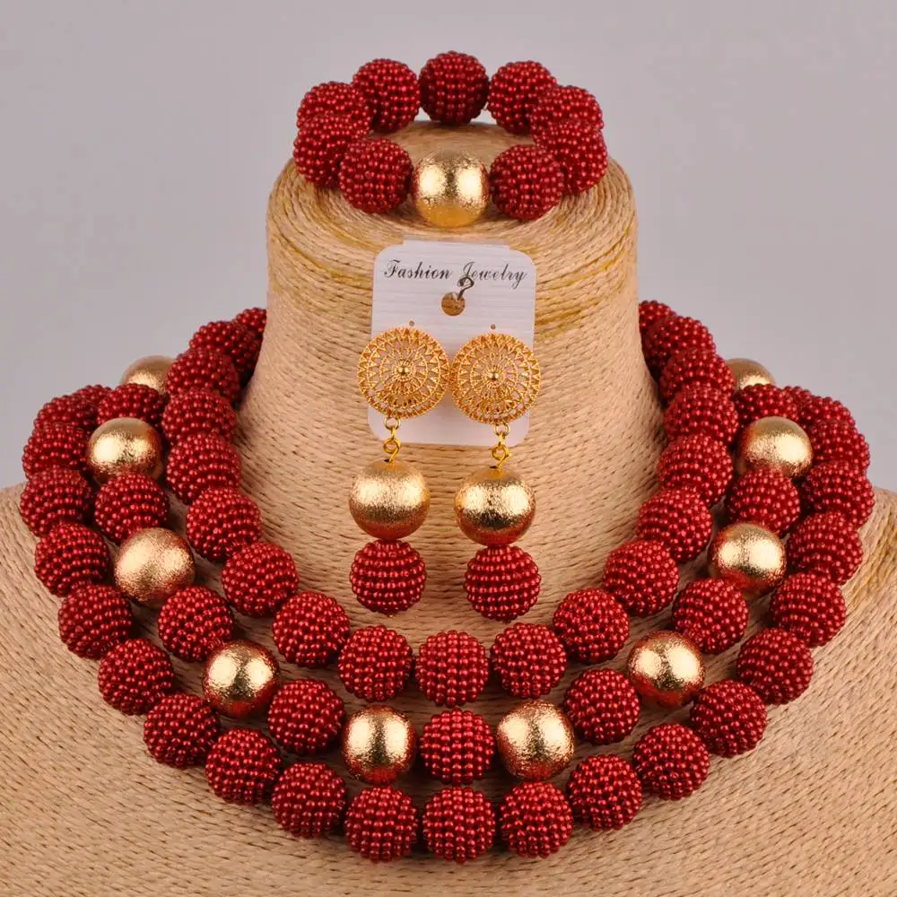 beautiful wine african wedding beads nigerian necklace bridal jewelry sets FZZ77-04
beautiful wine african wedding beads nigerian necklace bridal jewelry sets FZZ77-04