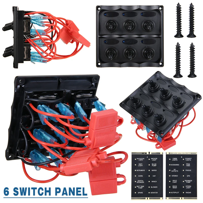 1set 12V-24V 6 Gang LED Light Waterproof Auto Toggle Switch Panel 15A Fuses Car Boat Marine With Assorted Label Stickers
1set 12V-24V 6 Gang LED Light Waterproof Auto Toggle Switch Panel 15A Fuses Car Boat Marine With Assorted Label Stickers