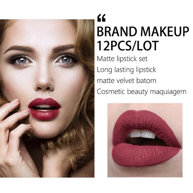 langmanni 12Pcs/Set lip kit matte Lipstick Velvet lip stick Tint Nude Cosmetic makeup set
langmanni 12Pcs/Set lip kit matte Lipstick Velvet lip stick Tint Nude Cosmetic makeup set